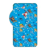 Plava pamučna dječja plahta s gumom za krevet za jednu osobu 90x200 cm Paw Patrol – Jerry Fabrics