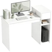 HOMCOM Moderna prostorsko varčna pisalna miza z predalom in prostorom za PC tower, pisalna miza z leseno polico, miza za PC za računalnik, za pisarno, študijo in spalnico, 108x50x82cm, bela