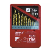 DEDRA-EXIM 19-delni komplet svedrov HSS za kov + kobalt + TiN, 135° WITS19