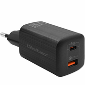 Qoltec Qoltec 50766 Hitri polnilec za prenosne naprave, 65 W, črn, za prenosnike, pametne telefone, igralne konzole in tablice