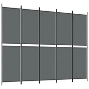 Vidaxl Paravan 5-delni antracit 250x200 cm blago