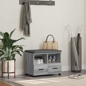 vidaXL Haldna klop z blazino s predalom Siva Sonoma 60 x 38 x 46 cm