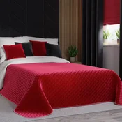 shumee VELVI Dekorativno pregrinjalo za posteljo - intenzivno rdeča, prešita - 220x240 cm