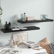 Plutajuce zidne police 2 kom sjajne crne 80 x 23,5 x 3,8 cm MDF