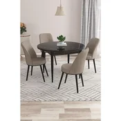 Hanah Home trpezarijski set Kea, sto i 4 stolice, ploca u dekoru crnog mermera, kapucino tkanina Babyface