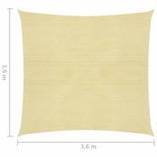 Vidaxl Senčno Jadro HDPE Kvadratno 3.6x3.6 m Bež