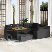 Sjedeća garnitura za vrt 12 kom. Crna poliratan 287.5 x 234 x 85 cm