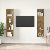 Set TV komoda 2 pcs Smeda 37 x 37 x 142,5 cm Konstruirano drvo