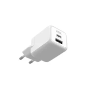Ksix GaN ultra hitri stenski polnilec 30 W PD in PPS, 1 × USB-C + 1 × USB-A, bel