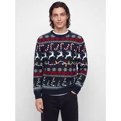JACK & JONES Pulover JJXMAS SANTA temno modra/rdeča/bela
