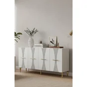 Hanah Home komoda Slim 150, 150 cm, bela / zlatna