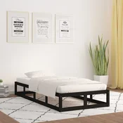 shumee vidaXL Posteljni okvir črne barve 75x190 cm masiven les