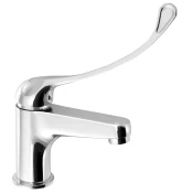 SIEGER Mešalna pipa za umivalnik brez izskočnega odtoka, (V) 150 mm, medicinski vzvod, krom - Chrome - Bruckner - HOSPITAL - Medeninasti - Vzvod - Krožni - 50 - 220 - 107 - 14