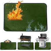Nikcorp Zaščitna podloga za žar Neznan proizvajalec 127 x 97 cm zelena ognjevarovna dvostranska silikon steklena vlakna do 1800°C vodoodporna oljoodporna pod žar kamin kurišče