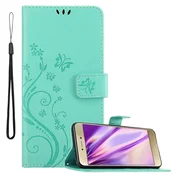 Cadorabo CADORABO Huawei P8 LITE 2017/P9 LITE 2017 srebrna - ovitek v cvetličnem dizajnu z magnetnim zapiranjem, stoječo funkcijo in režami za kartice, (20562620)