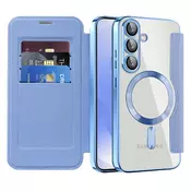 Etui SmartMag Book z Magsafe tehnologijo in RFID denarnico za Samsung Galaxy S25 - light blue
