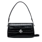 Tory Burch Ročna torba Charlie Embossed Croc Small Shoulder Bag 183522 Črna