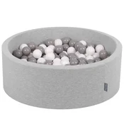 shumee KiddyMoon suhi okrogli bazen z žogicami 7 cm svetlo siva: belo-siva 90x30cm/200 žogic penasta igrača za bazen