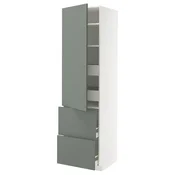 METOD / MAXIMERA Vis.el. s polic/4fiok/vrat/2front, bela/Nickebo mat sivozelena, 60x60x220 cm