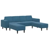 Vidaxl Dnevna soba kavč 3 szt. Modra 250 x 188 x 76 cm
