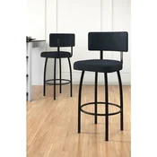 Hanah Home set od 2 barskih stolica Wosa, antracit tkanina Babyface, crne metalne noge