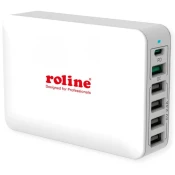 Roline polnilec 60W USB 1xTipC 5xTipA QC PD črn