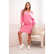 Blouse + ribbed dress set light pink