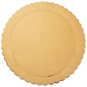 Northix Okrogel krožnik za torte iz zlate folije 32 cm z zavihanimi robovi
