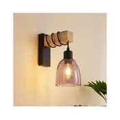 Brilagi - Zidna svetiljka WOOD GLASS 1xE27/60W/230V borovina/crna/zadimljena bež