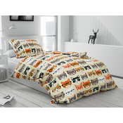 CAT GLASSES bež bombažna posteljnina Dimenzije posteljnine: 2 kom 70 x 90 cm | 200 x 220 cm
