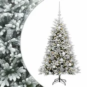 Vidaxl Umjetno božično drevo z okrasnimi kroglami 120 cm 150 LED
