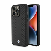 Bmw Usnjeno ohišje BMW z diamantnim vzorcem za iPhone 15 Pro Max (črno)