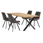 ROSKILDE/ROSLEV D200 sto natur hrast + 4 HYGUM stolice siva