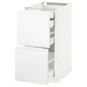 METOD / MAXIMERA Pod.orm.2front/2dnj/1srd/1vis.fiok, bela/Voxtorp matirano bela, 40x60 cm