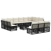 Sjedeca garnitura za vrt 14 pcs Crna poliratan