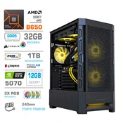 MEGA Računalnik MEGA MT S8 R7-9700X/RTX5070/32GB-DDR5/1TB/750W/Brez OS/črna RGB + Estetski napajalni kabli [Rumena/Črna], (5000505079)
