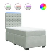 Vidaxl Box spring postelja z vzmetnico svetlo siva 100x200 cm žamet