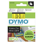 Dymo originalna traka za ispis naljepnica, Dymo, 43618, S0720790, crni ispis/žuta podloga, 7m, 6mm, D1