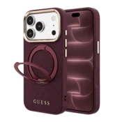 Maska Guess Ring Stand 360 Grained Classic Logo MagSafe za iPhone 17 Pro Max/ 18 Pro Max burgundy