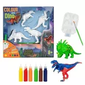 Dino World Kreativní sada na malování dinosaurů , 4x dinosaurus, 6x barva, stětec, věk 8+
