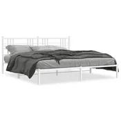 shumee vidaXL Kovinski posteljni okvir z vzglavjem bel 183x213 cm