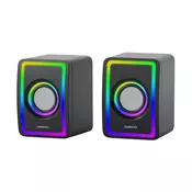 USB zvucnici sa RGB osvetljenjem 2x3W/5V crni