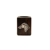 Artdog Perzijski hrt, Saluki - lesen svečnik s psom, unikaten spominek po izgubi psa, delo Art-Dog