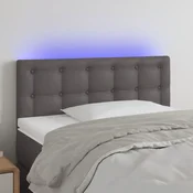Vidaxl vidaXL Vzglavje postelje z LED svetlo sivo 90x5x78/88 cm umetno usnje