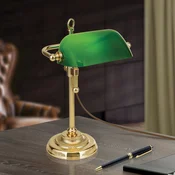 ORION Bankarska lampa Harvard, mesing/zelena, visina 32 cm - Radna soba/ured - Vintage - mjed, zelena - Metal
