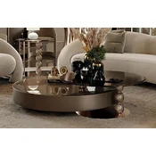 Casa Padrino luxury coffee table gray/copper/black 151 x 120 x H. 35.3 cm - Living room table with glass tops - Living room furniture - Hotel furniture - Luxury furniture - Luxury furnishings