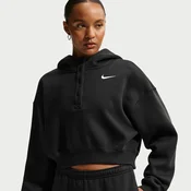 Mikina Nike Sportswear Phoenix Fleece Womens Oversized Cropped Henley Hoodie Black/ Sail S