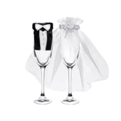 PartyDeco Obleka za kozarce - dekoracija za prepoznavanje pijače - nevesta, ženin -