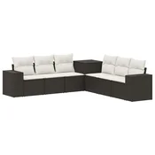 Set sofe 7 pcs Crna i krem-bijela Poli Rattan i čelik