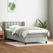 vidaXL vidaXL Box spring postelja z vzmetnico Svetlo siva 80x210 cm žamet, (21790697)